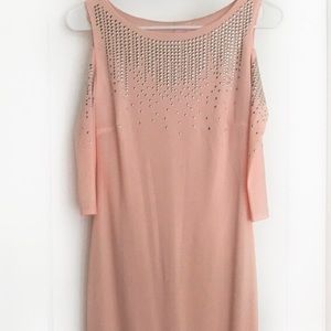 NWOT Embellished, fitted, cold shoulder dress